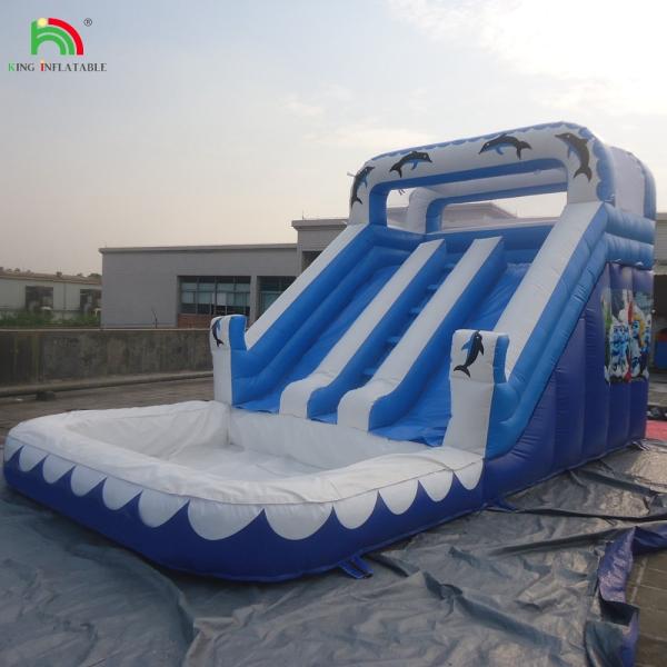 Commercial Water Slide Inflatable Kids Outdoor Double Lane Inflatable Water Slides With Pools