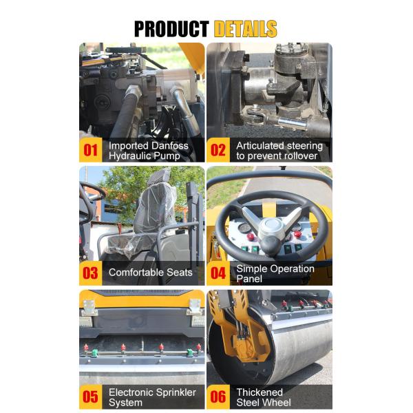 3 Tonne Road Roller Machine Vibratory Roller Double Drum Mini Road Roller Compactor for Asphalt & Soil Compaction