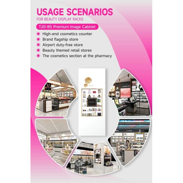 TJiS-B5 Milky-White Acrylic Light Box Skincare Display Cabinet with Transparent Shelves