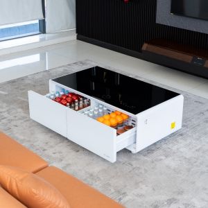 Modern European Style Multifunction Coffee Table with Wireless Charging and