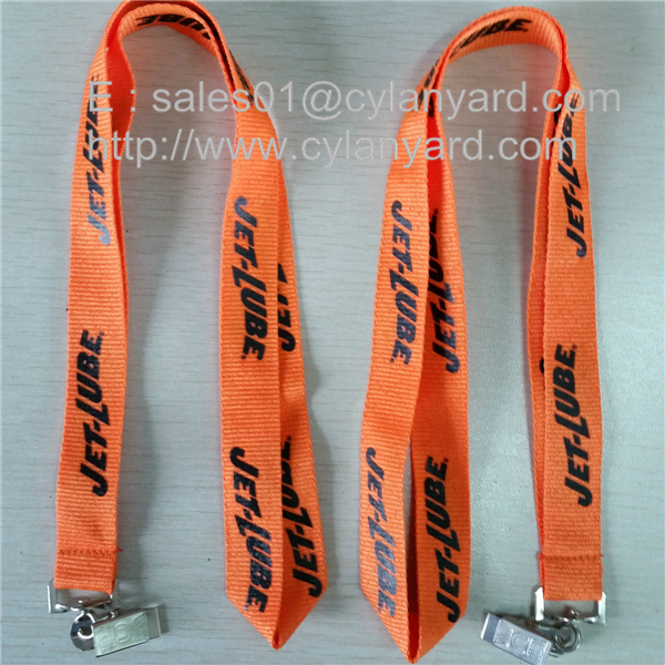 Metal bulldog clip polyester lanyards, imprint polyester lanyard with metal card clip,