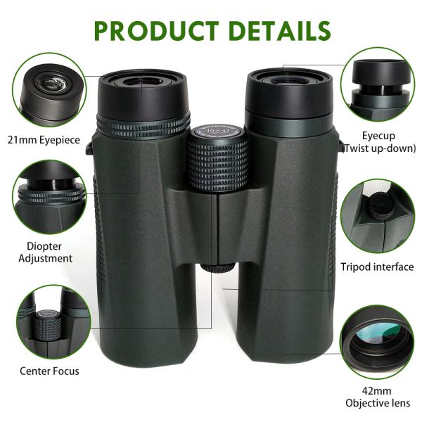 IPX7 Waterproof Hunting BAK4 Roof Prism Binoculars Sightseeing Anti Fog
