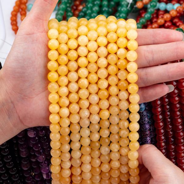 Cream Yellow Jade Natural Crystal Gemstone Loose Bead Strands Semi Precious Stone for DIY Jewelry Making
