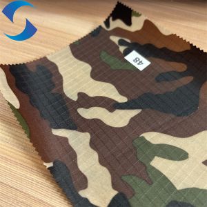 Smooth And Breathable 63GSM Lining Fabric 0.5M Ripstop Camouflage With PU