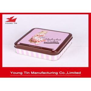 Empty Square Chocolate Packaging Tin Boxes Case With Artwork CMYK / PMS Printing