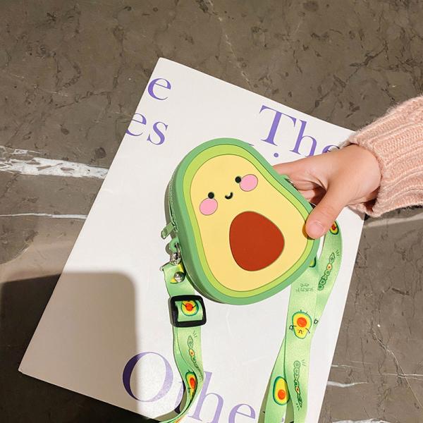 Cartoon Avocado Silicone Coin Wallets Cute Purse Headset Bag Makeup And Hair Accessories Bag Fun Toy Shoulder Purse Bag