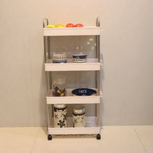 Movable Small Slim Rolling Storage Cart With Lockable Wheels Thickened Plastic