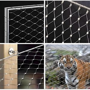 SS316 Woven Flexible Stainless Cable Mesh For Bird Aviary Zoo Enclosure Slope