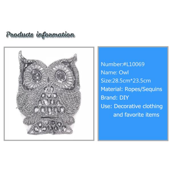 Silver Owl Series Sew On Embroidered Patches Cartoon Cute Image Sequin Material