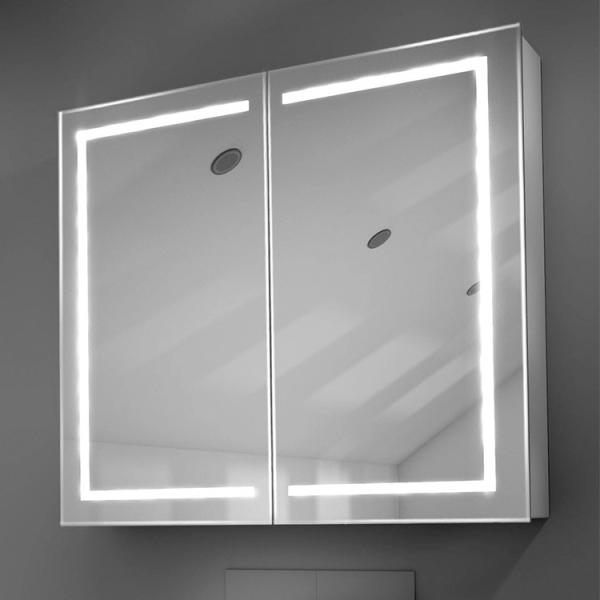 Buy 500mm Small Bathroom LED Mirror Cabinet Sets Grey And White Wall Hanging at wholesale prices