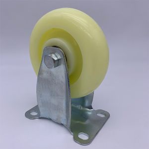 PA White Nylon Wheel Caster 5 Inch Rigid Plate