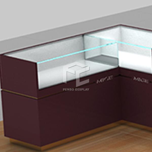 Buy 10mm Thick MDF Glass Watch Display Counter 120*62cm Glossy Plated at wholesale prices