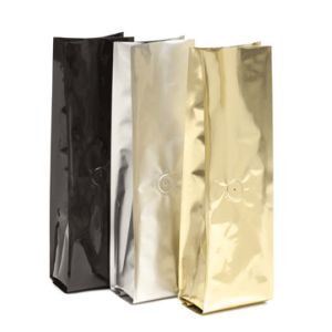 Glossy Finish Bottom Gusset Coffee Packaging Bags With Zipper / Valve