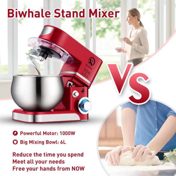 Multifunctional 5L Kitchen Stand Mixer with 6-Speed Setting and Variable Speed Function
