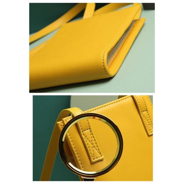 Yellow 17*5*14cm Genuine Leather Shoulder Bags With Lock