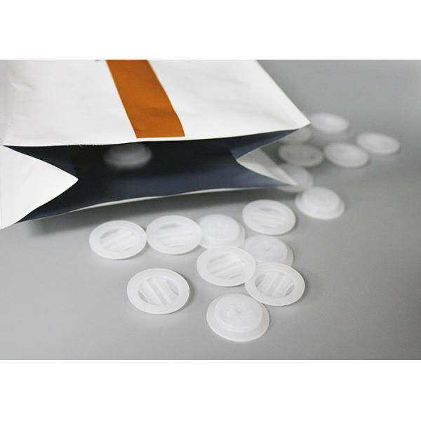 PE Food Grade One Way Degassing Valve For Resealable Side Gusset Coffee Packing Bags