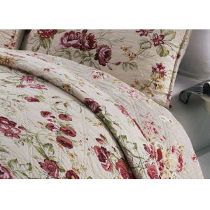 White Quilted Bedspreads And Coverlets 3pcs Printed Machine Quilting