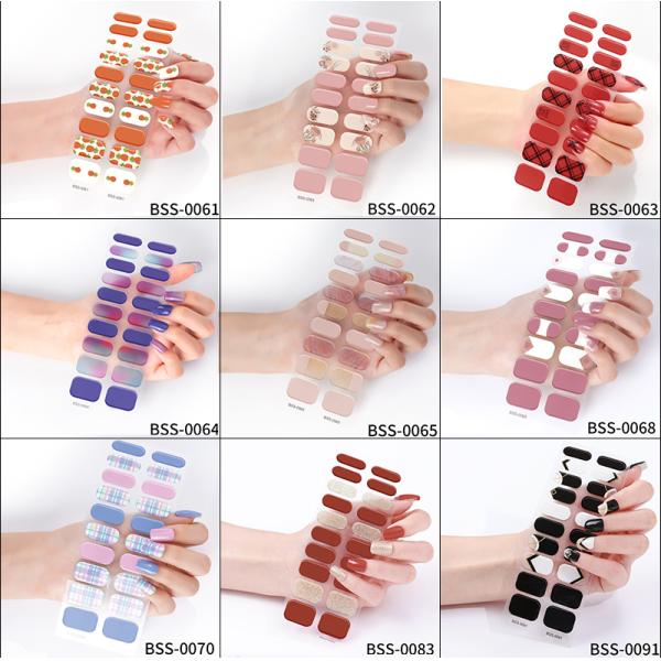 Hot Popular Fast Shipping Diamond Gel Nail Wraps Semi Cured Gel Nail Stickers For Women Nail Strips Manufacturer China