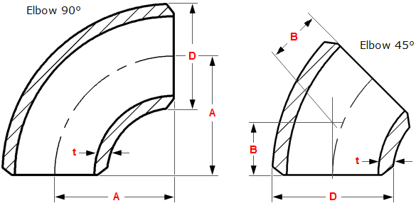 Butt Weld Elbows 45-90 ° LR and 3D ASME B16.9