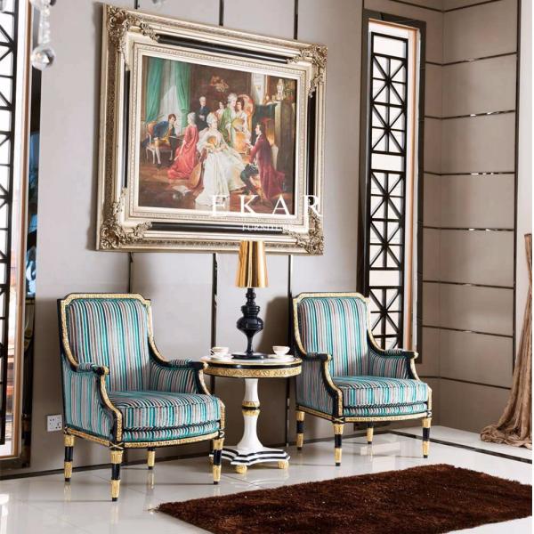 New French Style Deluxe wooden fabric leisure sofa chair FLN-M-XY101