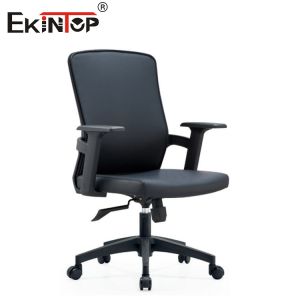China Black Mid Back Leather Executive Office Chair With Cushioned Seat on sale