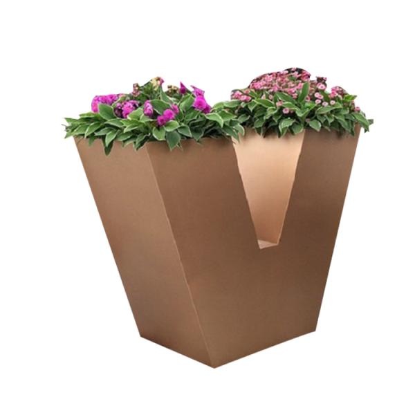 Rose gold matte metal decorative plant pot flower box