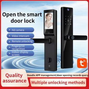 Qleung S819-2Max Tuya WiFi Fingerprint Card Key Code Smart Door Lock With Video