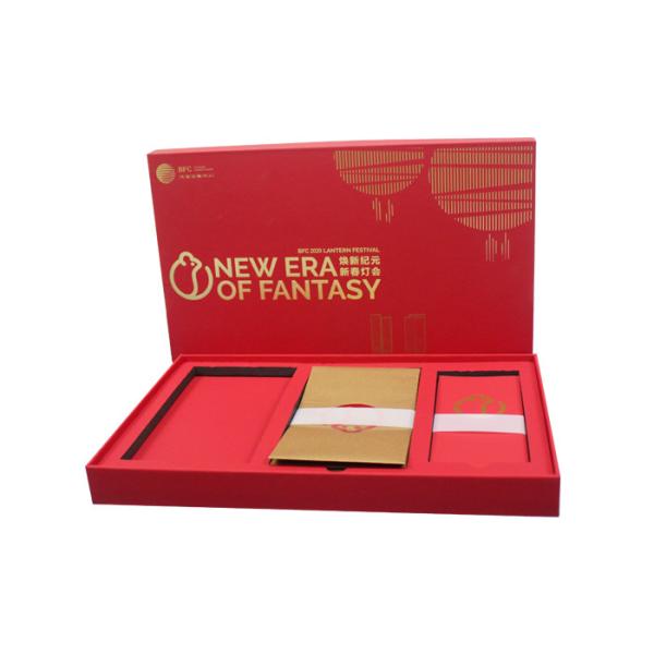 Buy Cardboard Lift Off Lid Box Red Gold / Silver Hot Stamping Surface at wholesale prices
