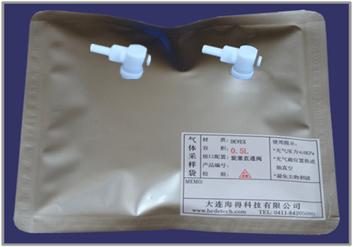DEVEX gas sampling bags with side-opening PTFE On/Off dual-valve  DEV42_25L  air sample bag