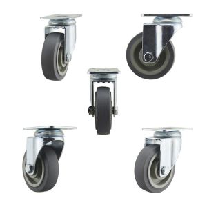 China 4In Gray TPR Top Plate Swivel Medium Duty Casters For Medical Bed on sale