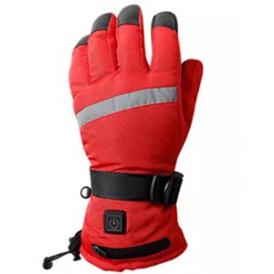 Five Finger Battery Warming Gloves One Button Leather Material