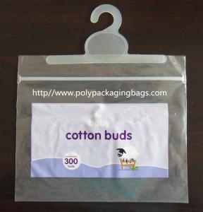 Quality Colorful Printed Cotton Buds Packaging Plastic Bag With Hook Hanger for sale