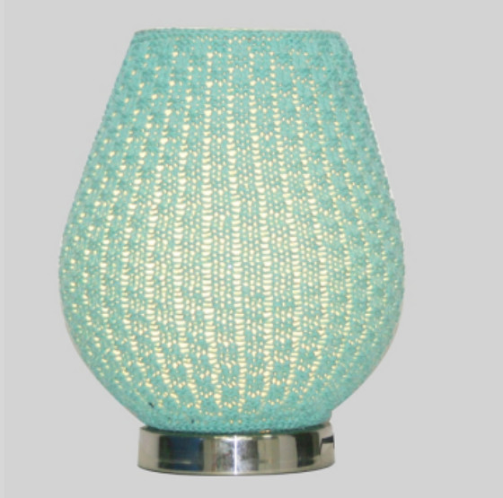Buy Blue Green Woolen Tapered Woven Bedside Lamps With Metal Base at wholesale prices