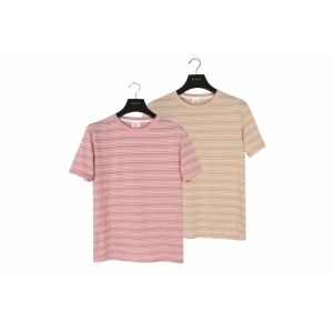 Stockpapa Pink Khaki Mens Striped Tee S M L XL