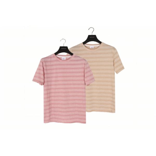 Stockpapa Pink Khaki Mens Striped Tee S M L XL