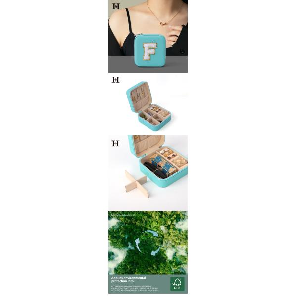 Custom Portable Small Leather Sky Blue Jewelry Organizer Travel Case