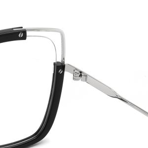 Unique Cat Eye Metal And Acetate Glasses Flexible With Clear Lenses
