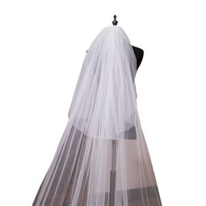 New Styles Customized Two Layers Appliqued Lace 3.5m*1.8m Tulle Bridal Wedding