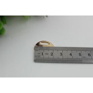 Hanging light gold round shape flat 22 mm width metal logo plate for straps