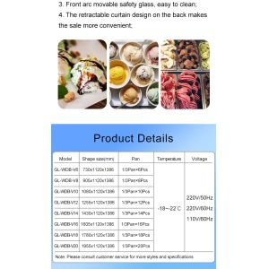 Ice Cream Showcase 2200W Air Cooled Refrigeration Equipment -18~-22.C