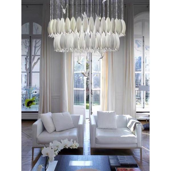 Ceramic Porcelain White Flower Decorative Chandelier Wedding Pendant Lamp For Hotel