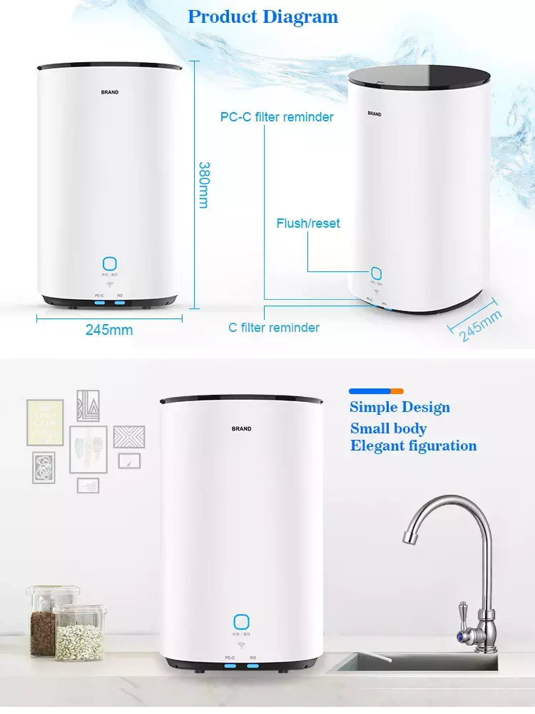 Four Stage RO Water Treatment Filter Home Portable Customizable UV Ozone Filter Water Purifier