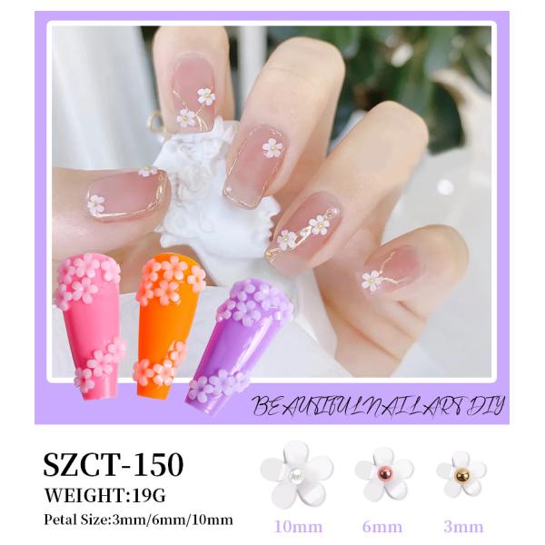 3D Resin Candy Color Nail Decoration Flower With Rhinestone for Nail Salon and Plastic