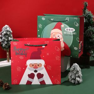 China Christmas Santa Claus Personalised Paper Tote Bags 30*27*12cm on sale