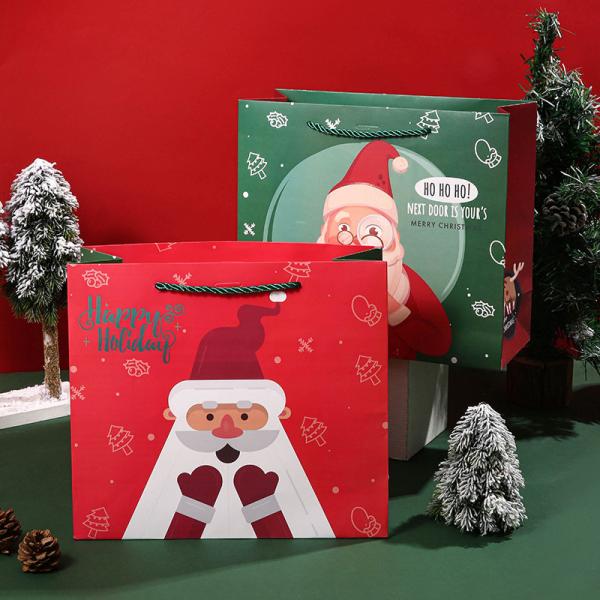 Buy Christmas Santa Claus Personalised Paper Tote Bags 30*27*12cm at wholesale prices