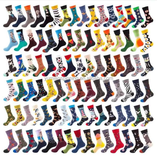 Valentines Day Gifts Regular Style Knitted Mens Dress Socks with Happy Funny Patterns