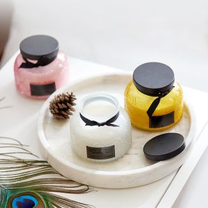 Lace Pattern Glass Soy Candle Jar Natural Soy Wax Candles