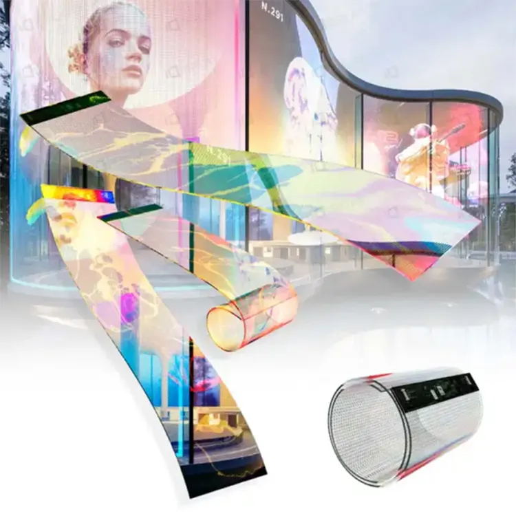 Flexible Design LED Transparent Film Screen with 100000hours Life Span and 200W