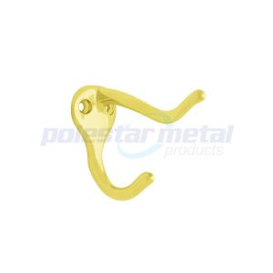 Quality Zinc Alloy Decorative Door Hardware Polished Brass Double Prong Robe Hook 2-1/3&quot; for sale