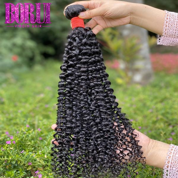 Peruvian Virgin Jerry Curl Weave Human Hair Kinky Curly Natural Color Human Hair Weft